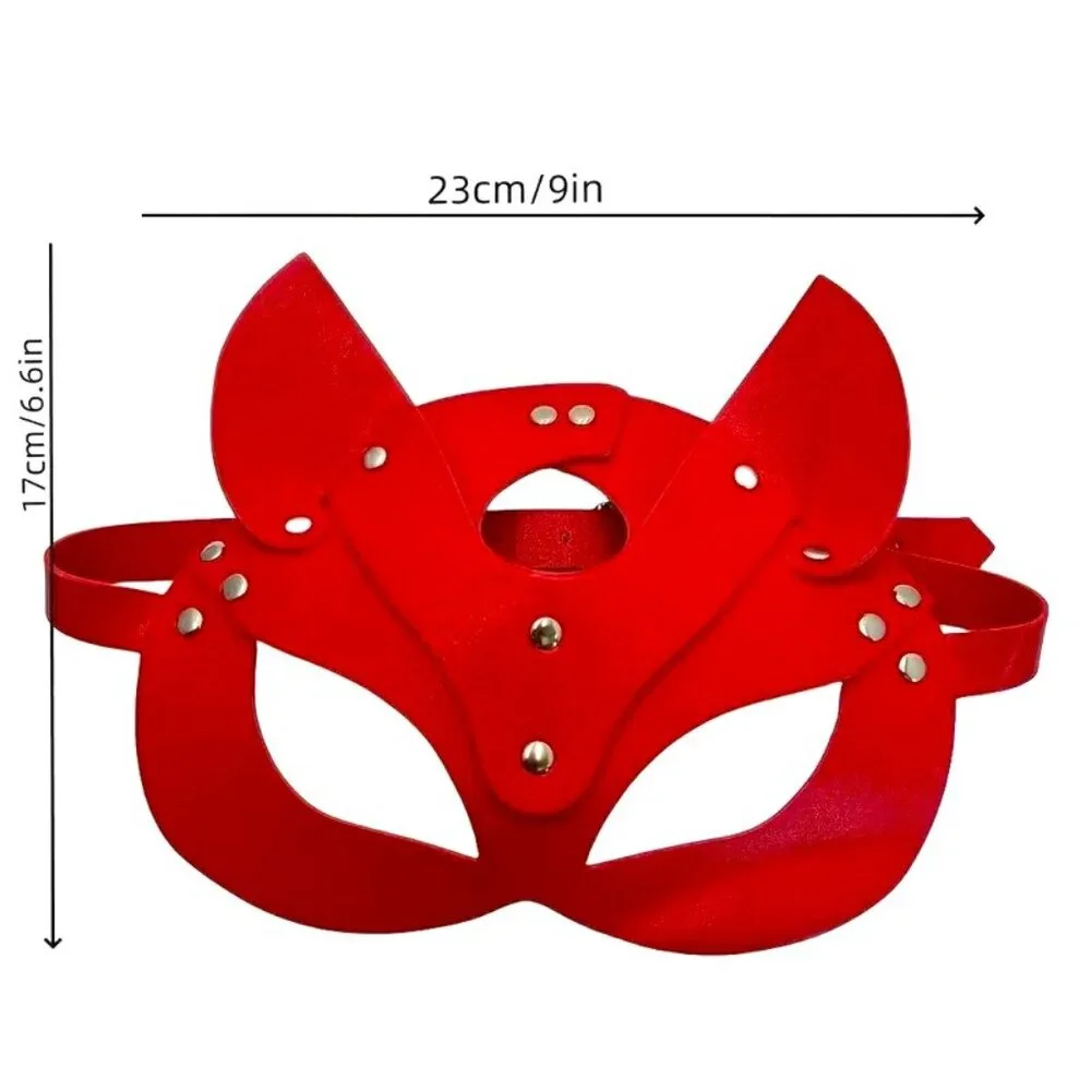 Face Mask Red Leather Naughty Animal Fetish Cat Masquerade Red Cosplay Roleplay